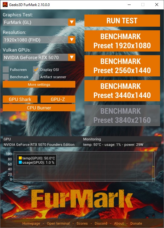 显卡烤机软件 FurMark 发布 2.10 版本:支持 Raspberry Pi 5,新增 3440×1440 预设